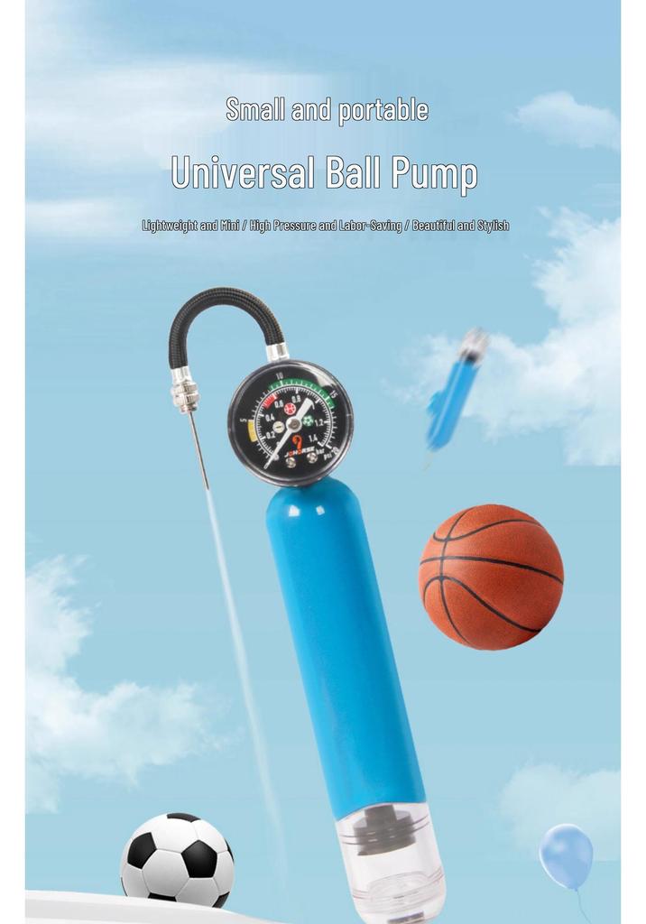 Dual-Purpose Inflator with Plastic Nozzle & Needle for Basketball, Football, Volleyball, Balloons, and Swim Rings