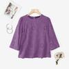 ZANZEA Women Casual Round Neck 3/4 Sleeve Loose Patchwork Crochet Blouse