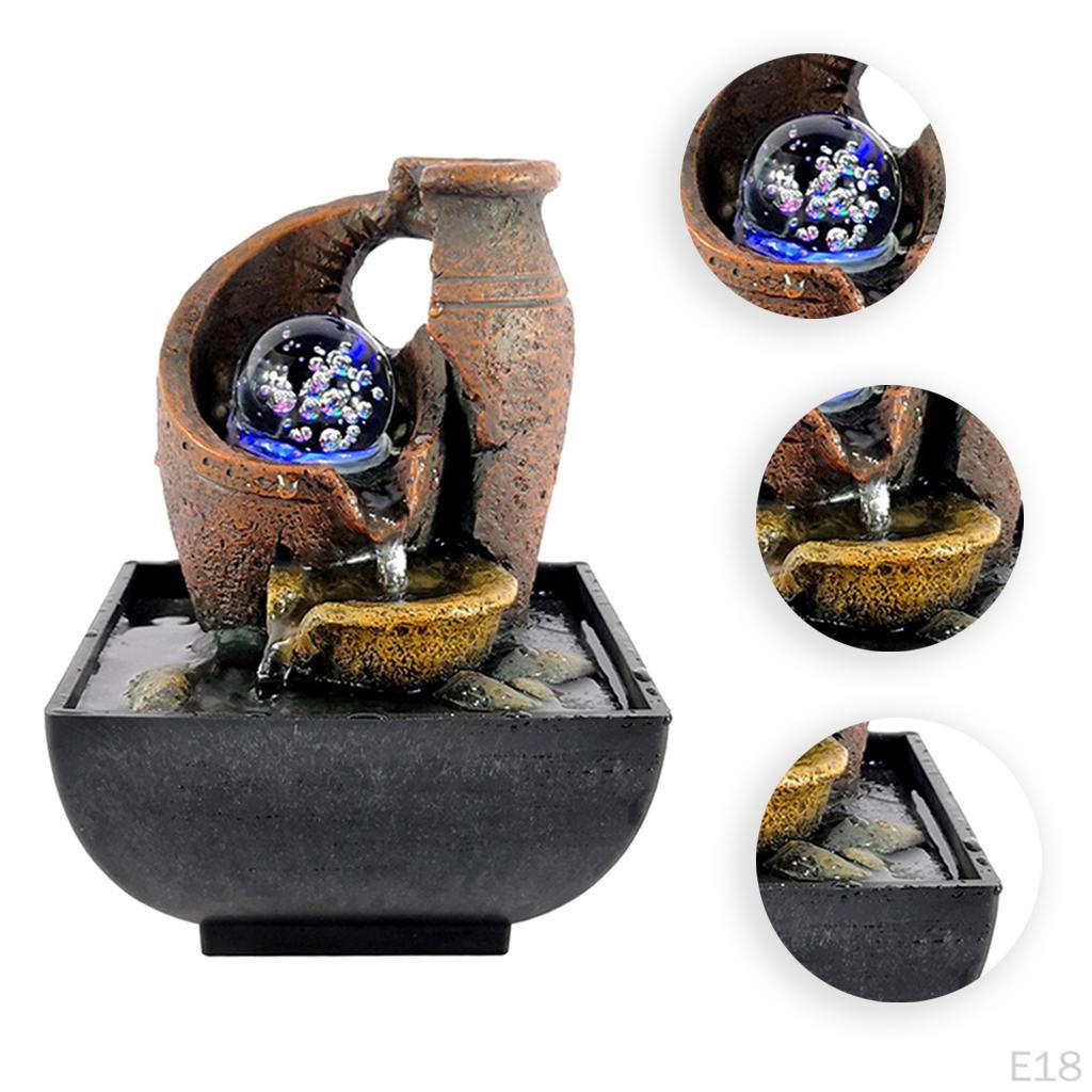 Water Fountain With LED Lights Desktop Home Decor Ornament Style 1