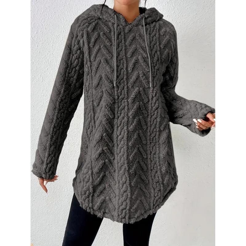 Damen S Einfarbige Kapuzenpullover mit langen Ärmeln, schmal geschnitten, mit Kordelzug