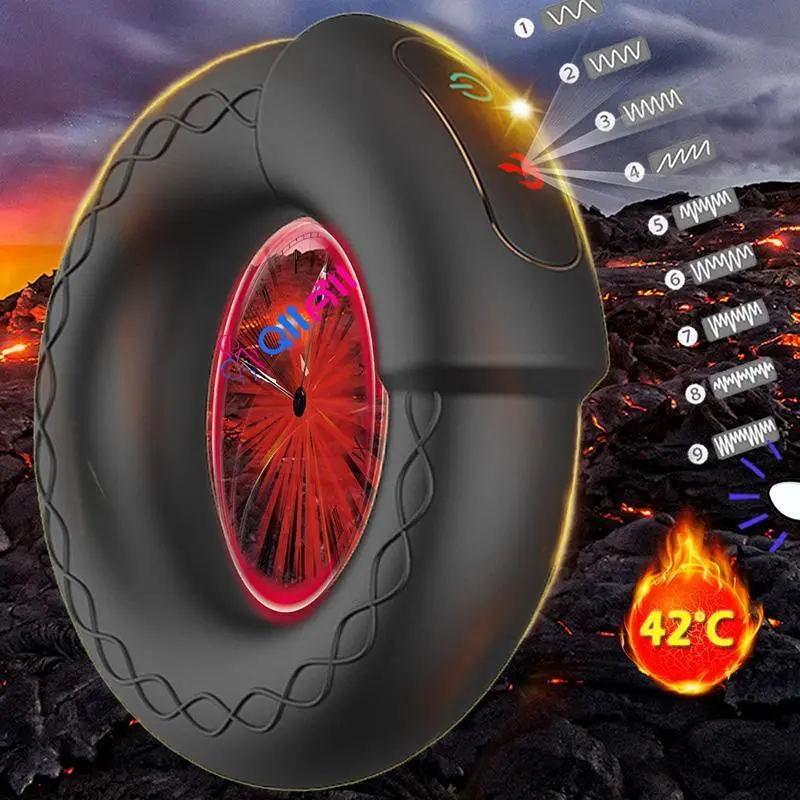 Penis Ring with Heating Semen Cock Ring Penis Enlargement Delayed Ejaculation Vibrating Sex Toys Vibrator for Men Couple Ring