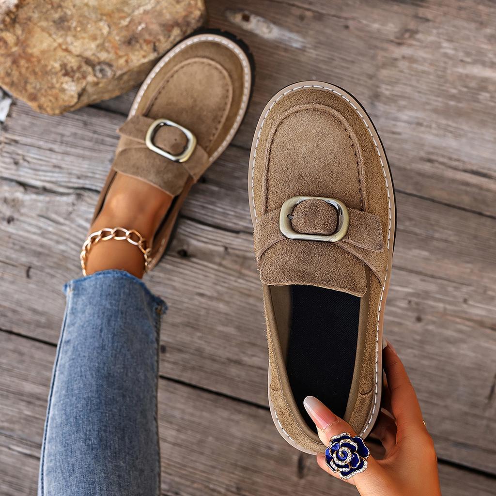 British Style Women Loafers Spring Autumn Thick Heel Sneakers Women Retro Fashion Single Shoes Round Toe PU Leather Shoes Women