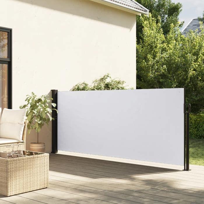 VidaXL Auvent latéral rétractable blanc 120x500 cm, écran d’intimité de jardin, brise-vue de balcon, écran d'extérieur, 4004406