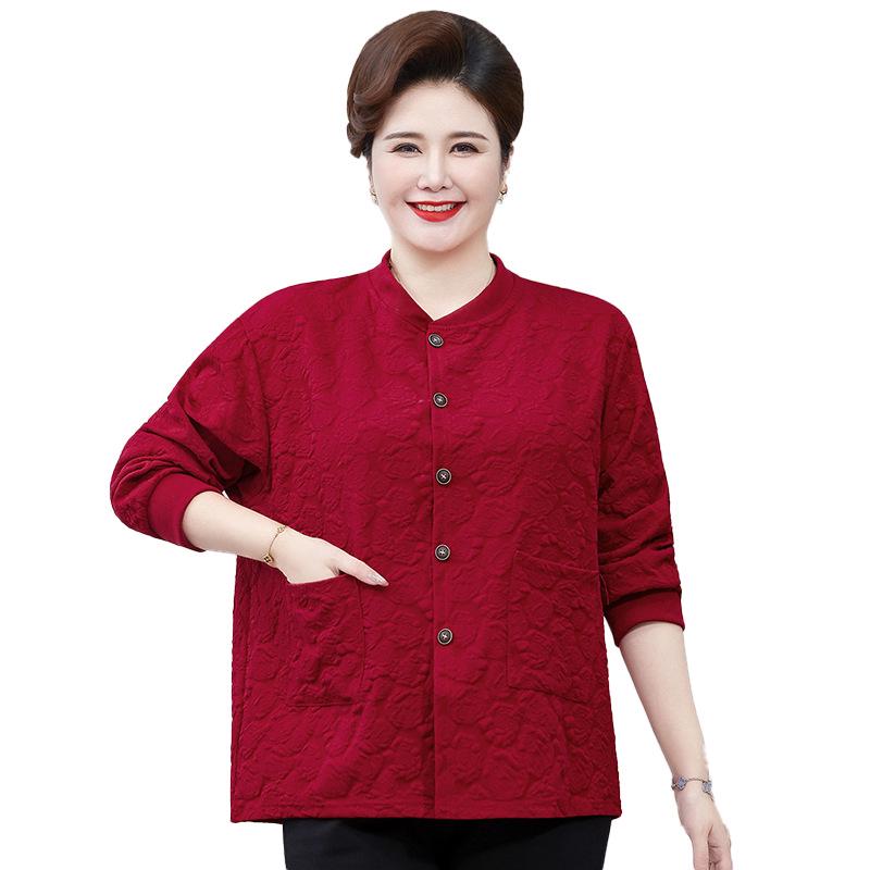 Podzimní kabát čínského stylu pro ženy středního věku ve větších velikostech - Elegantní krátká bunda