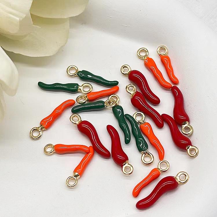10Pcslot Three Dimensional Chili Peppers Charms For Jewelry Making Supplies Enamel Charm Handmade Earrings Necklace Diy Pendant