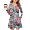 Christmas Day Girls' Long Sleeve Dress - Color Pocket Dress