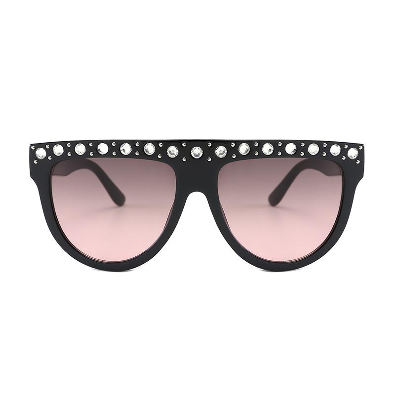 17032 Superhot Luxury 2019 Eyewear New Fashion Women Flat Black Designer Rhinestone Sunglasses C2