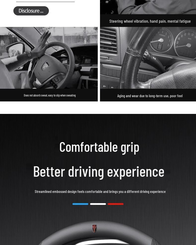 Luxury Genuine Leather Steering Wheel Cover for Hongqi H5/H7/E-H9/HS7/HS5 - Suede Trim