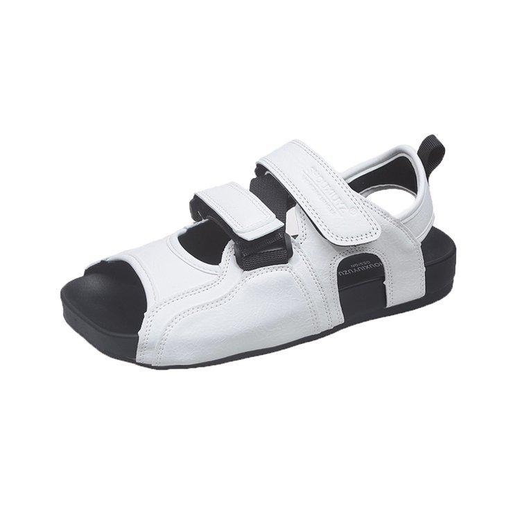 

Niche crooked square head sandals new silver heightening versatile flat heel platform beach sandals women 40