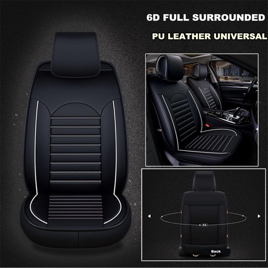 Universal 6D Full Surrounded Car Seat Mat Covers PU Leather Breathable Cushion Pad Set