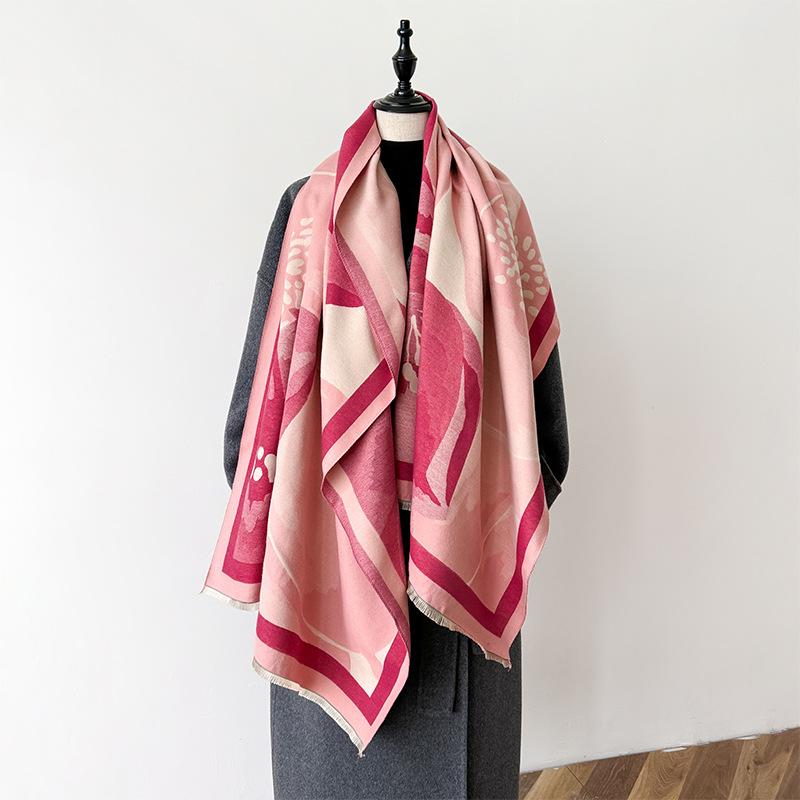 Niche Simple Style Warm Thickened Scarf Women'S Winter Advanced Sense Large Shawl Student Scarf Women