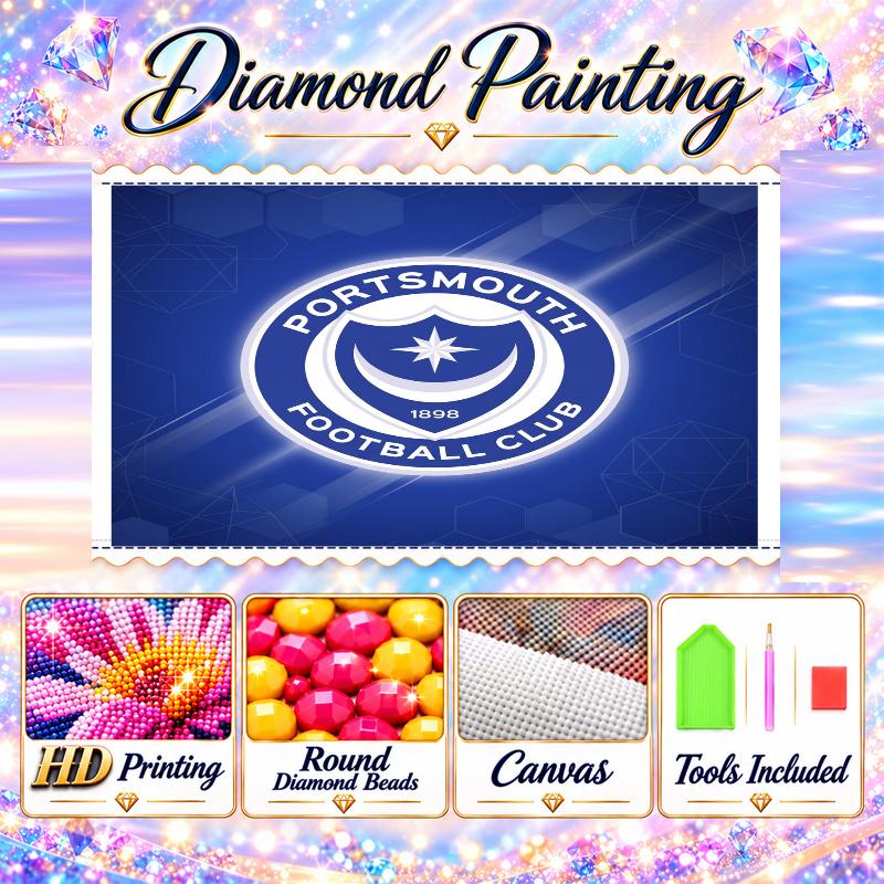 Portsmouth FC Diamond Painting Kit 5D Full Drill DIY Diamond Mosaic Wall Art Home Decor