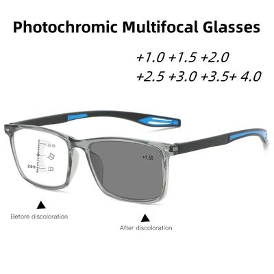 Sports Progressive Reading Glasses Anti Blue Light Multifocal Photochromic Women Retro Presbyopia Eyeglasses Outdoor Sunglasses