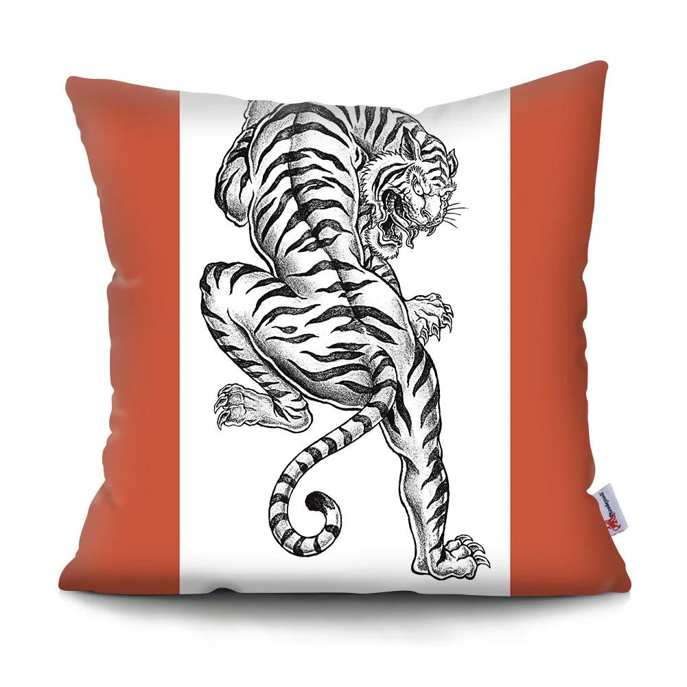 Kissenbezug Schlicht Retro Tigerkopf Kissen Auto Sofa Heimdekoration Kissenbezug Ornament