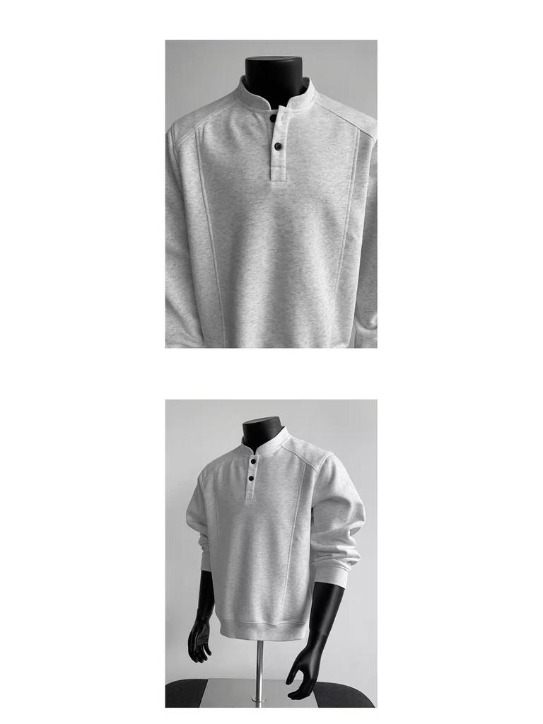 Henry Herren Halbhoher Kragen Sweatshirt: Herbst/Winter Trendiges Langarm-Oberteil, Amerikanischer Cleanfit, Ohne Kapuze.