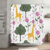 Vintage Style Cartoon Shower Curtain Cute Animal Pattern Decorative Bathrooms Waterproof Fabric Shower Panels for Kids Bathroom