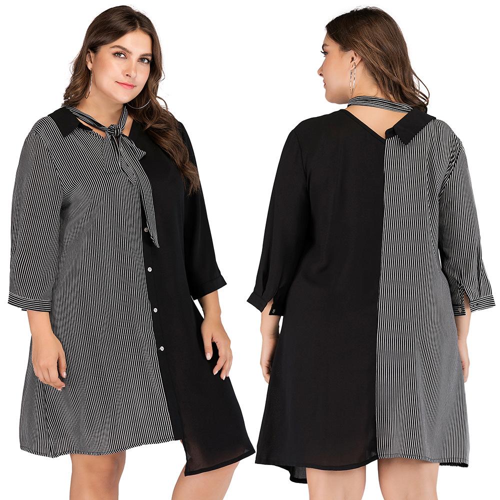 Spring and Autumn Women's Dress Large Size Splicing Irregular Dress Thin Dress