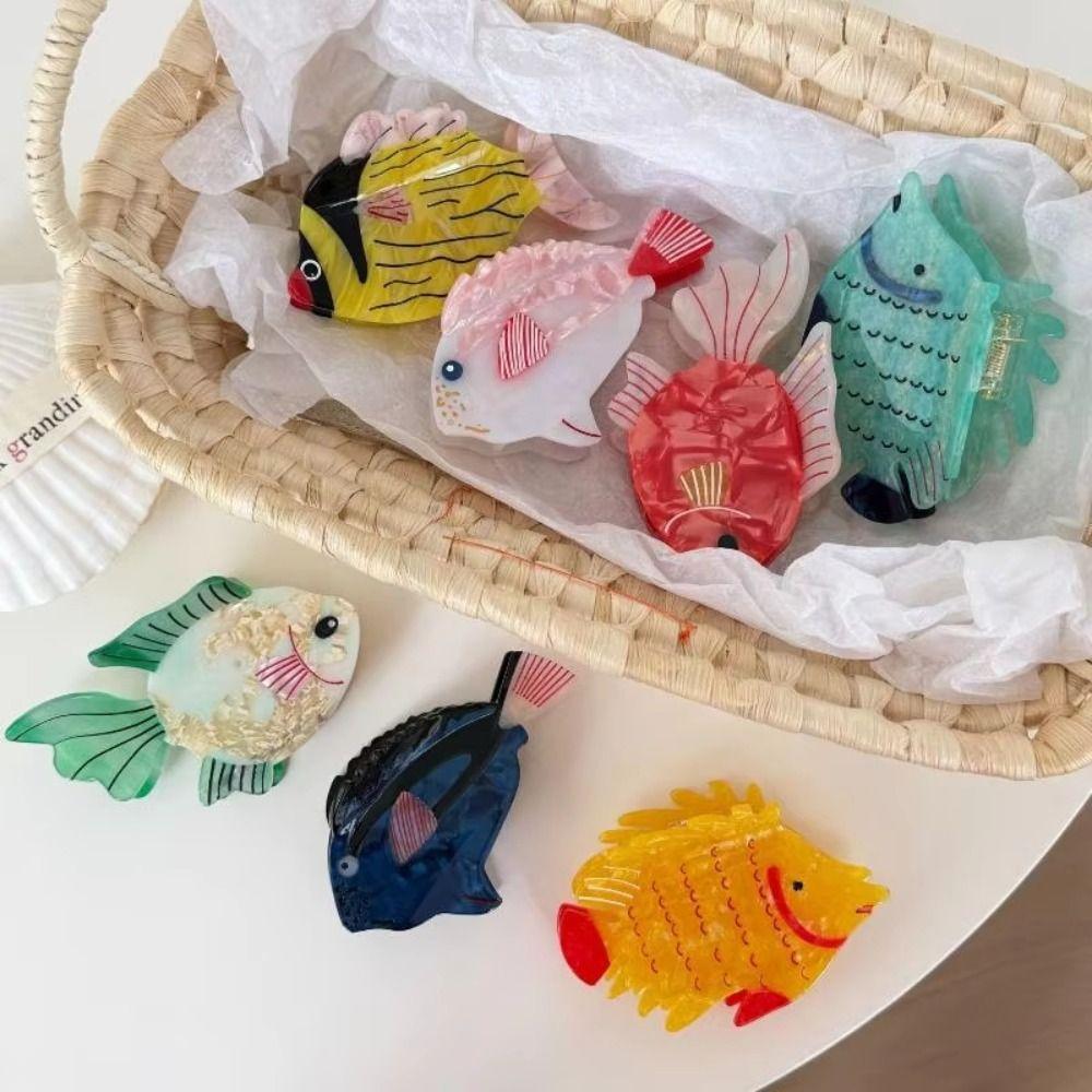 Acetate Fish Hair Claw Jaw Clamp Acetate Shark Clip Cute Fish Hair Clip Daily Styling