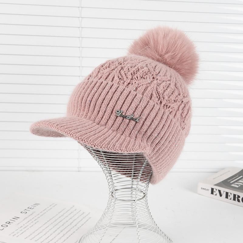 Wool Hat Women's Autumn and Winter Fleece Thickened Ear Protector Knitted Hat Thermal Cap Casual Outdoor & Christmas Wear