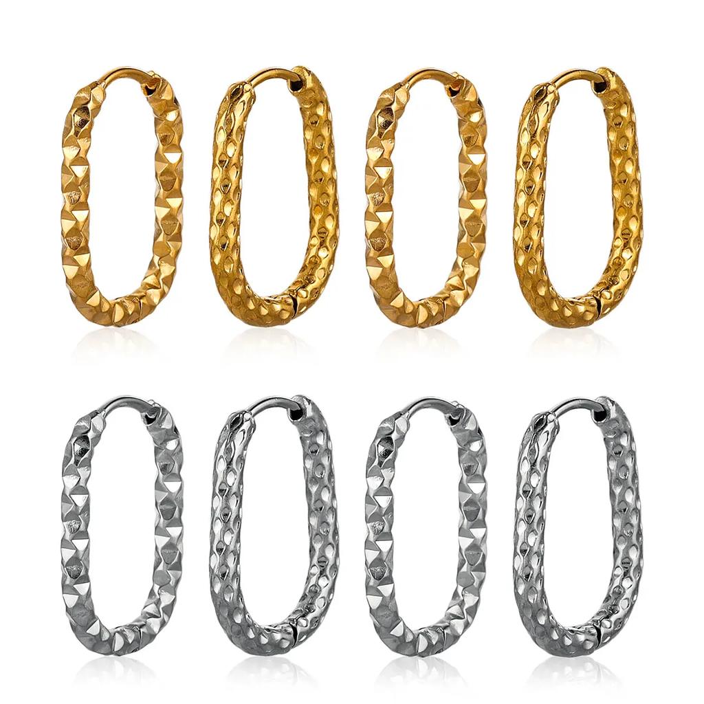 6pcs Stainless Steel Rectangular Textured Earrings Earring Hooks Fittings 18K PVD Gold Plated DIY Jewellery Parts Earrings