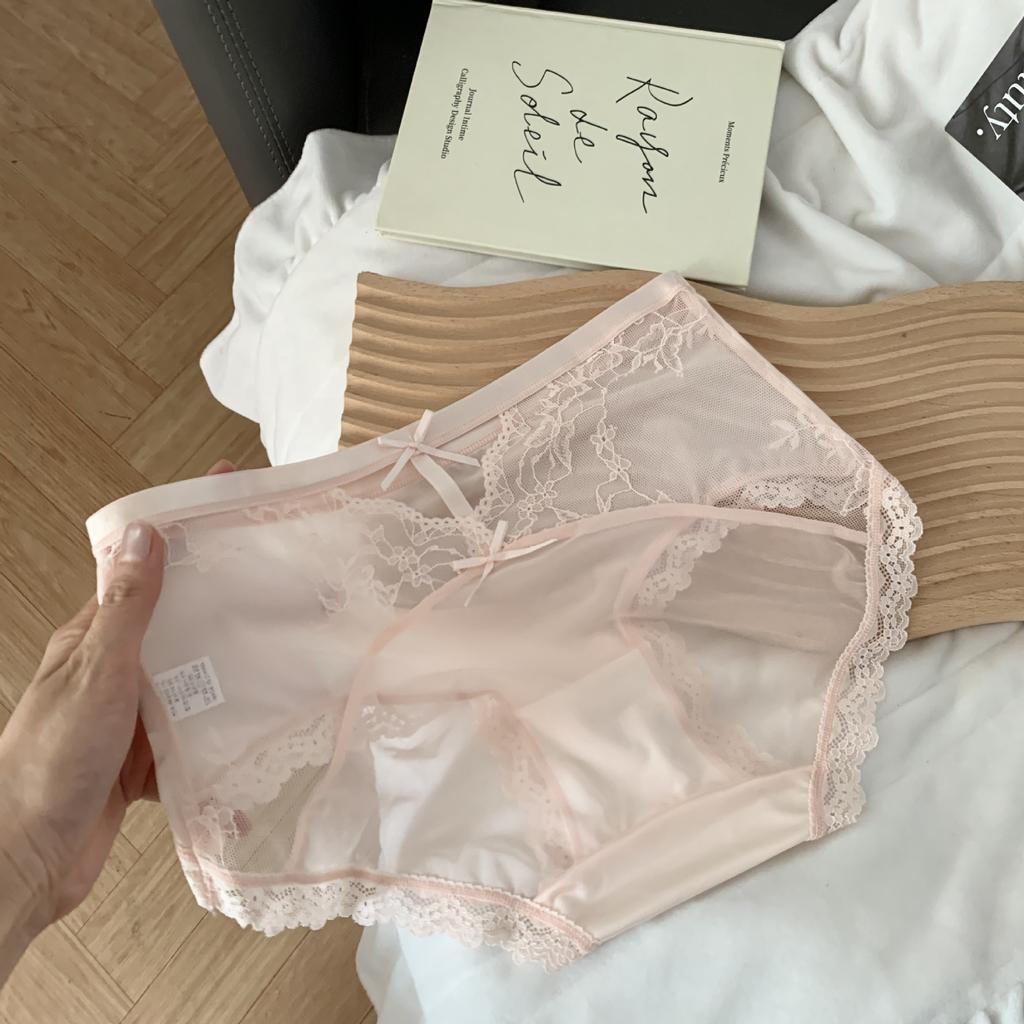 Ladies Summer Sexy Hollow Lace Extended Antibacterial Crotch Waist Triangle Briefs