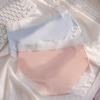 Women's Cute Ice Silk Panties Soft Breathable Lace Trim Briefs Underwear
