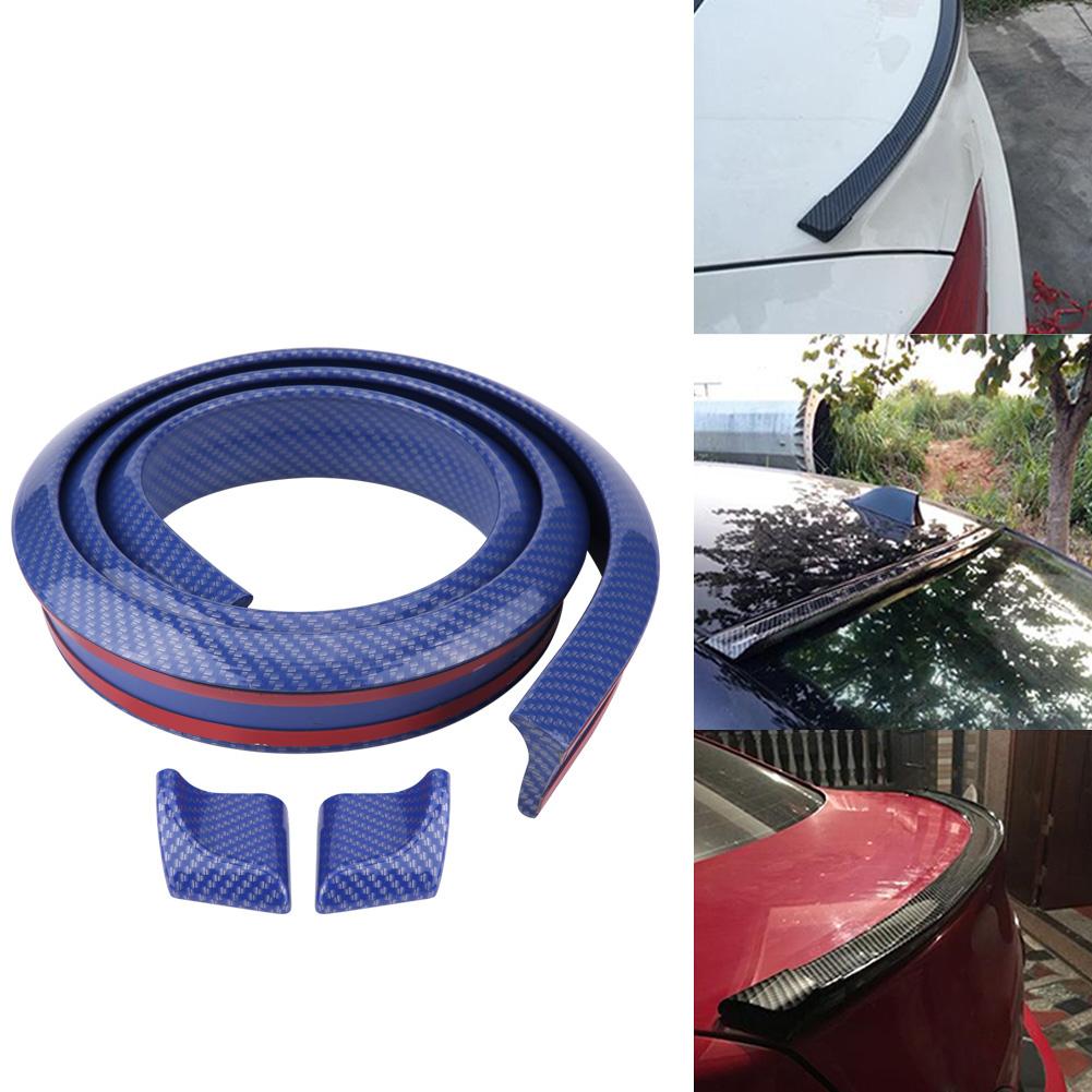 1.5mCelsius4.9ft Carbon   Soft Rubber Car Rear Roof   Spoiler Wing Lip Sticker Red