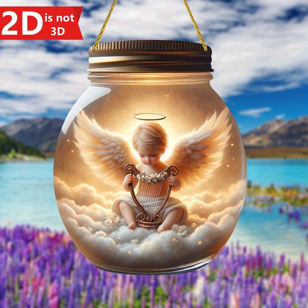 

2D Ангел Ловец солнца из банки Мейсона. Декор стены с окном в стиле фермерского дома и домашний аксессуар. чистый