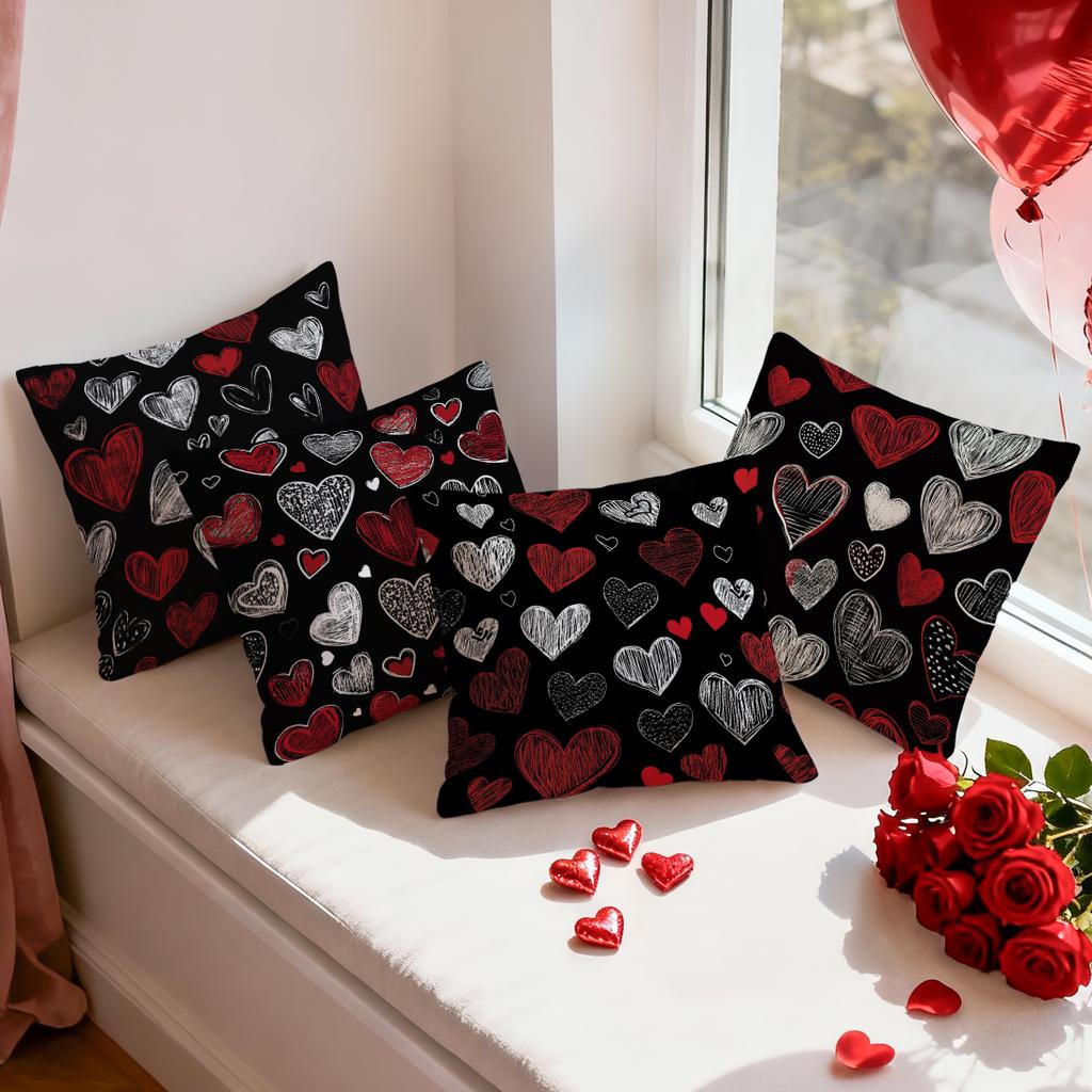 Valentine'S Day Graffiti Pillowcase Printed Polyester 40/45/50cm Throw Pillowcover Decorative Sofa Cushion Pillowslip Home Decor