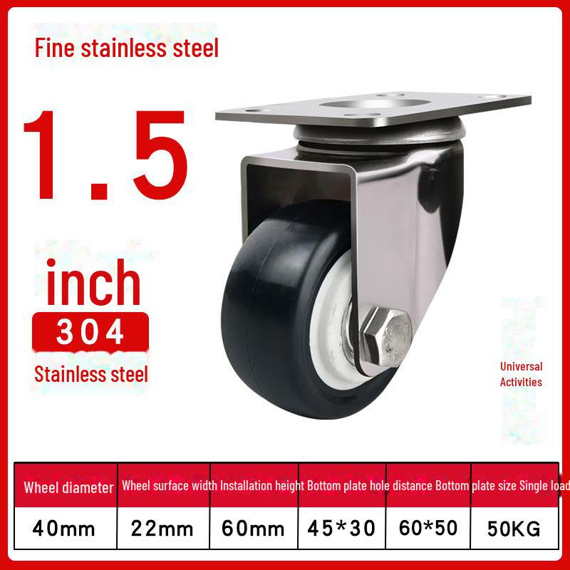Medium 304 Stainless Steel Silent Caster Wheels with Brakes - Available In 3", 4", and 5" Sizes (Anti-Rust & Labor-Saving)