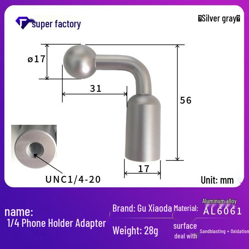 Aluminum Alloy Bent Ball Head Phone Holder for Motorcycle Rearview Mirror