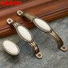 NAIERDI Zinc Alloy Antique Bronze Ceramic White Cabinet Handles Drawer Knobs Wardrobe Door Handle European Furniture Hardware