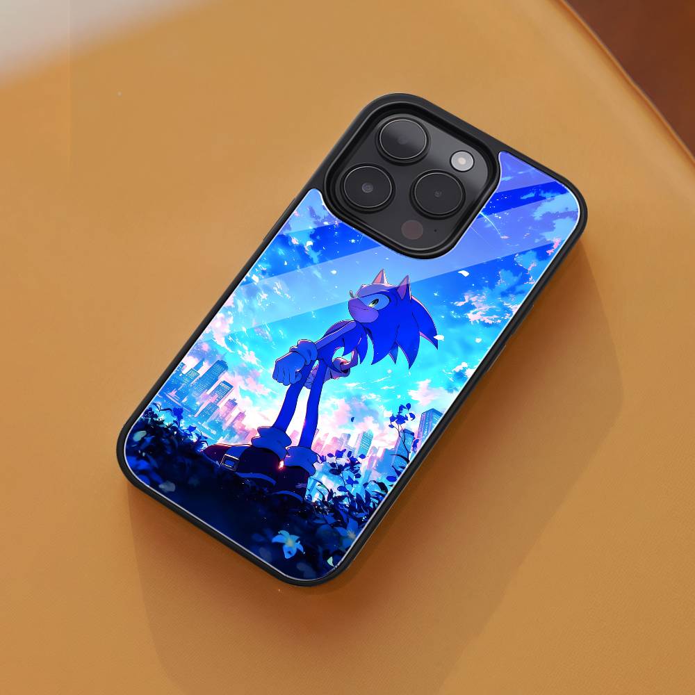 Game Sonic The Hedgehog Phone Case Black Hard Plastic Phone Case For Iphone 17 Air 16 15 14 13 12 11 Pro Max PC TPU Ins Case