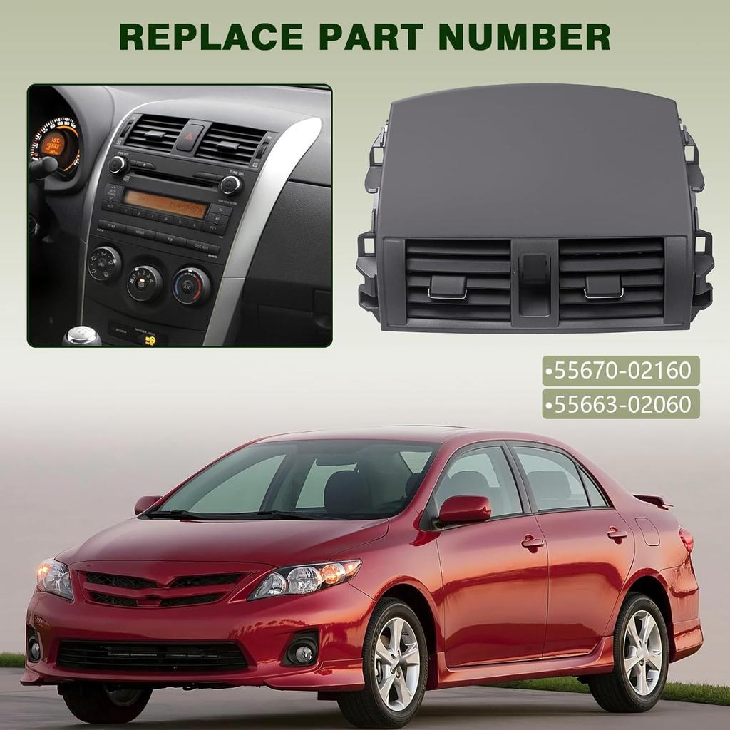 ZONFANT Center Dash A/C Outlet Air Vent Panel And Upper Dashboard Cover Strips Trim Left & Right, Compatible With Toyota Vehicle 2008-2013 Corolla,