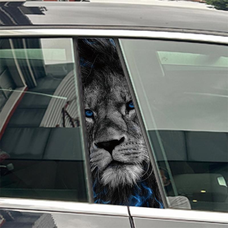Blaue Augen Löwe Tiger Tier Auto B-Säule Aufkleber Auto Mittel Säule Dekoration Abdeckung Kratzer Wasserdicht Aufkleber Auto Zubehör