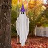 Ghost Decor with Hat Halloween Swing 2 Hats, Ornament LED Creepy String Light, Remote Control Glowing Hanging for Tree Porch Garden Swinging Pendant