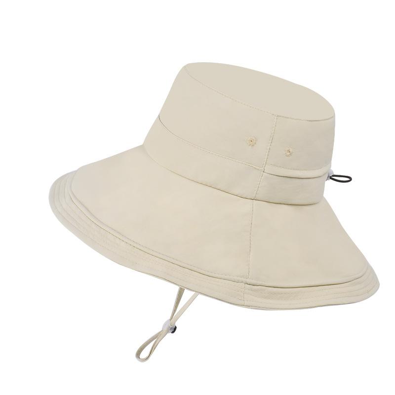 Spring and Summer Outdoor Sunscreen Hat Children Solid Color Eaves Quick-drying Waterproof Bucket Hat Men's Mountaineering Fishing Sun Hat