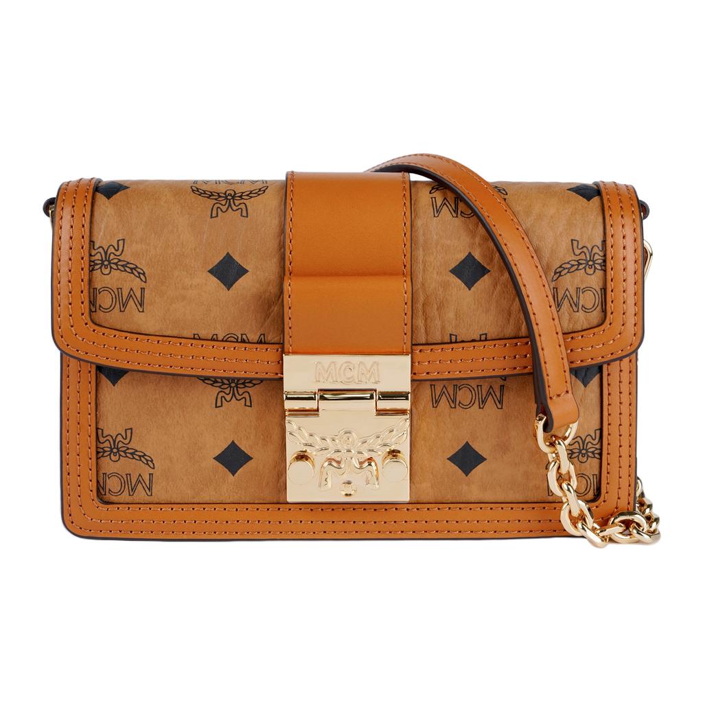 MCM Monogram Chain Shoulder Bag Mini Women Shoulder Bag Brown Cognac MWRBAWO05CO001