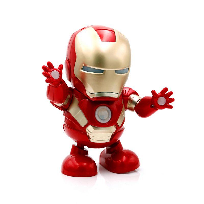 Vibrant Dance Iron Man Action Figure Toy With Led Flashlight And Sound Features