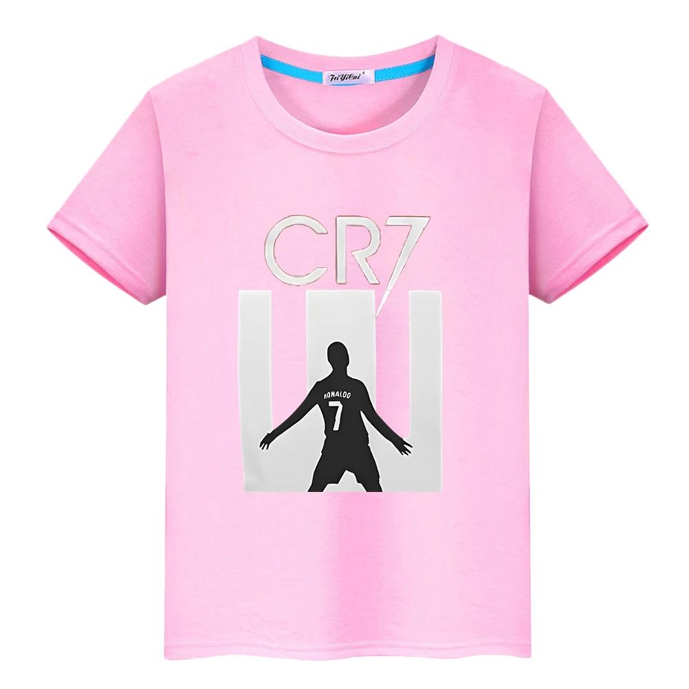 Football fan CR7 t shirt for kids boy 10years 100%Cotton anime Short y2k one piece Ronaldo print Tops pride tshirt kids clothes girls Fun Cute T-shirt