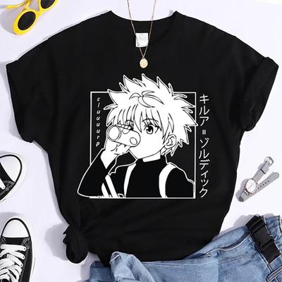 HOT Killua Zoldyck Graphic Print T-shirt Unisex Summer Casual Round Neck Short Sleeve Streetwear Fashion Anime Tee T Shirt