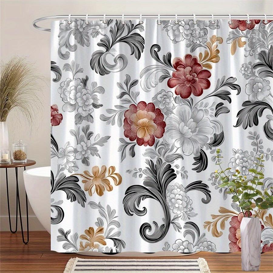 

1Pc Victorian Style Floral Pattern Shower Curtain, Polyester Fabric, Machine Washable, Suitable For Bathroom Decoration W60H190(CM)-1 Pcs