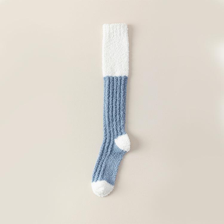 Autumn and Winter Coral Fleece Socks, Women's Warm Thigh-high Socks, Thickened Calf Fleece Sleep Socks, Fleece Home Socks