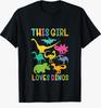 Cute Girls Dinosaur Shirt Girl Gift Tshirt Kids Love Dinos Toddler Graphic Crew