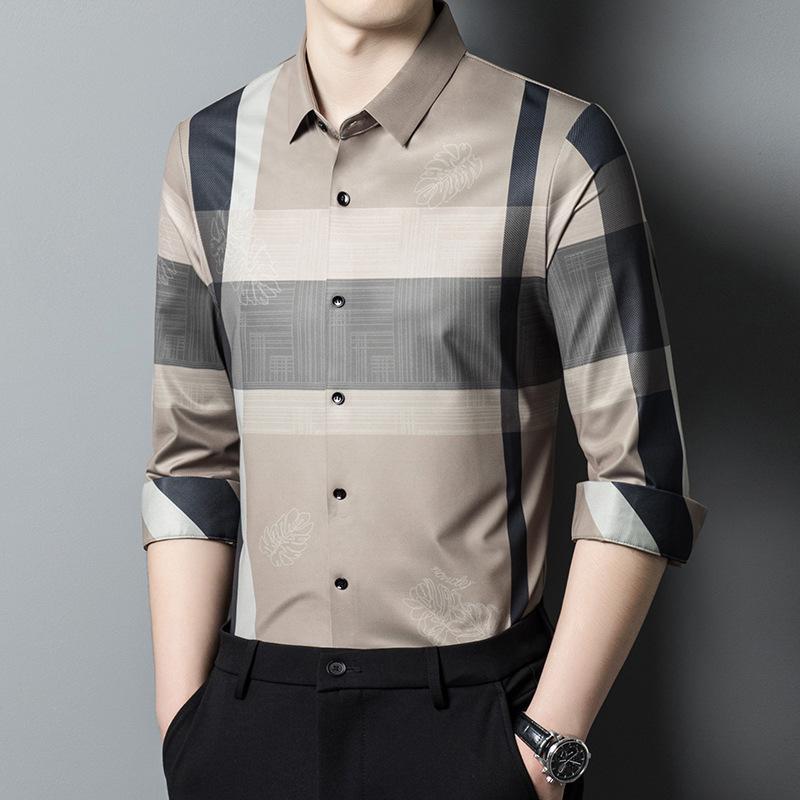 Fashion Striped Long-sleeved Shirt Men Spring and Autumn New Youth Business Casual Shirt Fashionable Men Handsome Shirt