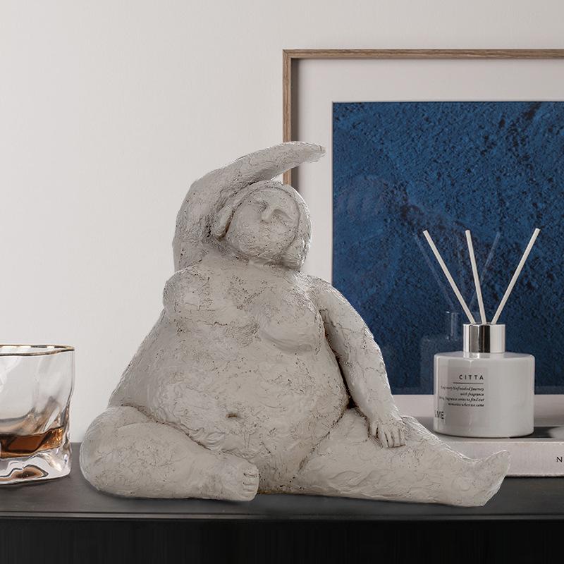 Abstract Yoga Sculpture: Elegant Curvy Woman Artwork for Home Decor