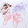 Bow Lace Briefs Stretchy Strappy Sheer Mesh Panties Breathable Open Crotch Briefs  Ladies Girls