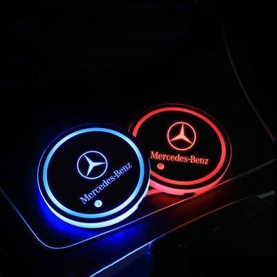 FA9LED Luminous Car Water Cup Holder Coaster Lamp For Mercedes Benz W203 W204 W205 W210 W211 W212 W221 W222 CLS CLA CLK SLK GLK