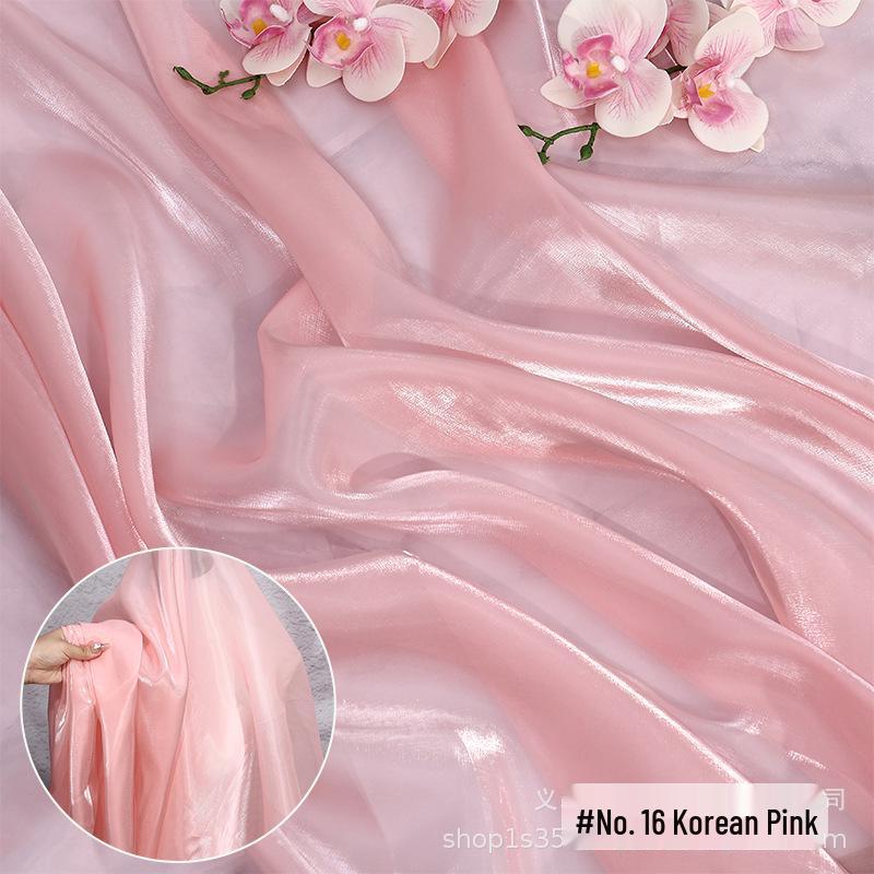 Křišťálová saténová organzová látka na Hanfu, svatební a večerní šaty, dětské oblečení