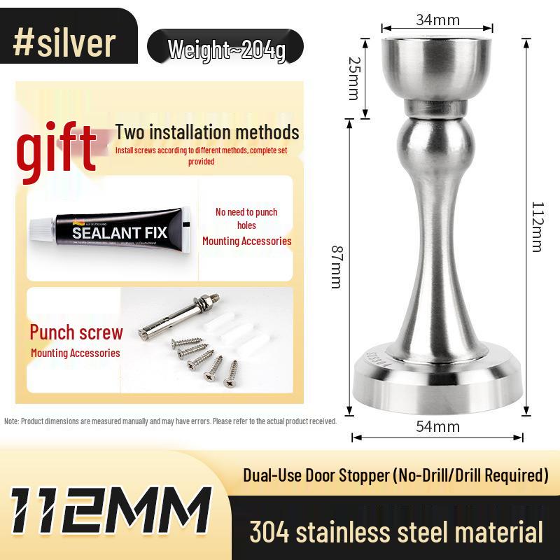 Stainless Steel Magnetic Door Stopper - Punch-Free, Anti-Collision, High-Strength, for Bathroom/Bedroom Doors